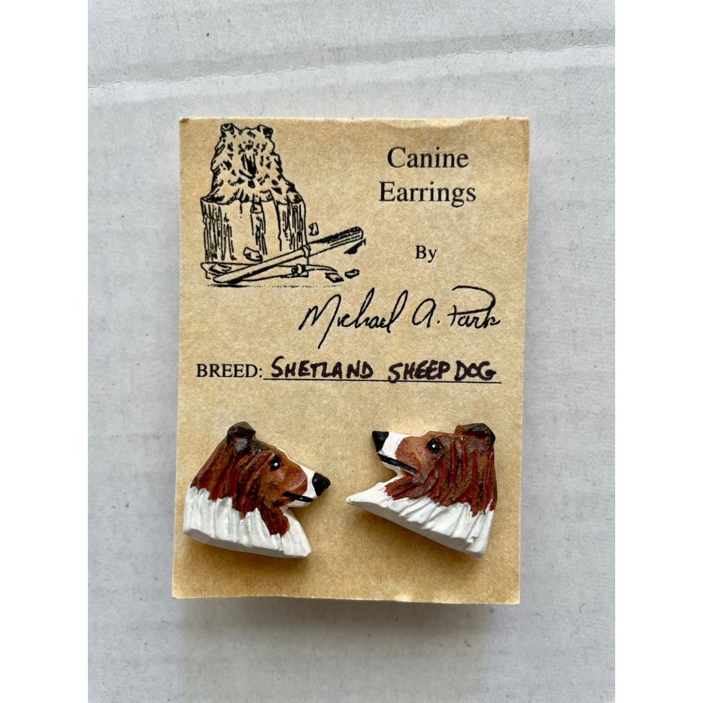 New Vintage Shetland Sheep Dog Sheltie Earrings Post Pierced Ears
